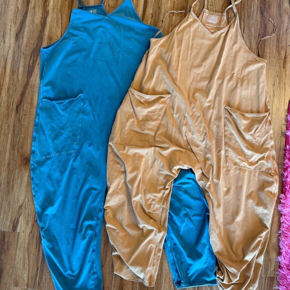 Free People Hot Shot Onesie Lot of Two (2) Toasted Coconut & Blue size L - Picture 1 of 4